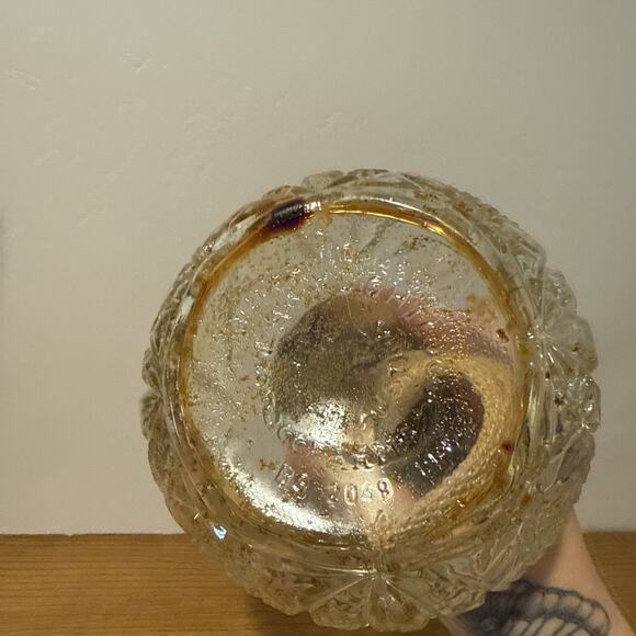 Vintage Amber MCM Princess Fantasia Round Hurricane‎ Oil Lamp Hurricane 13” Tall - Picture 10 of 10